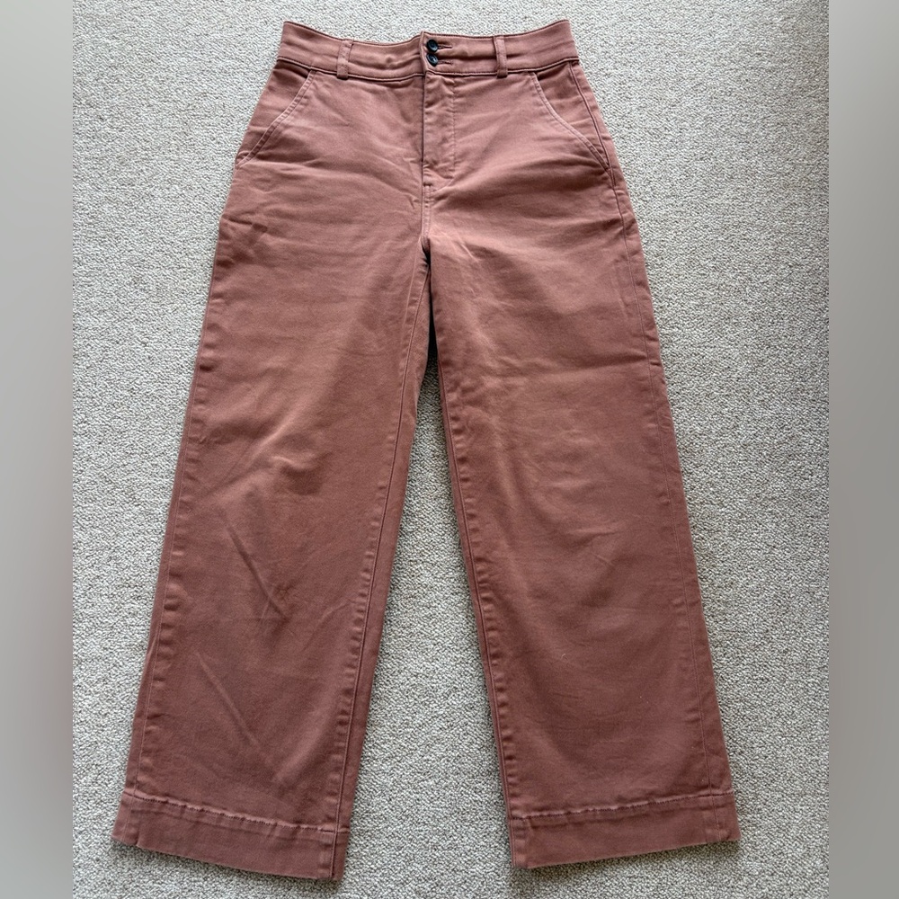 Everlane Organic Cotton Wide Leg Crop Pant - Rosewood
